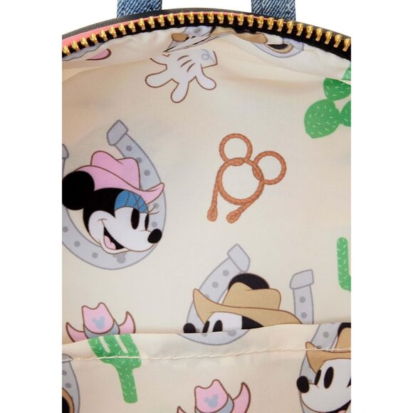 Disney Western Mickey Mouse Mini Backpack - Faux Leather Cowboy Style with Appli - Picture 7 of 7